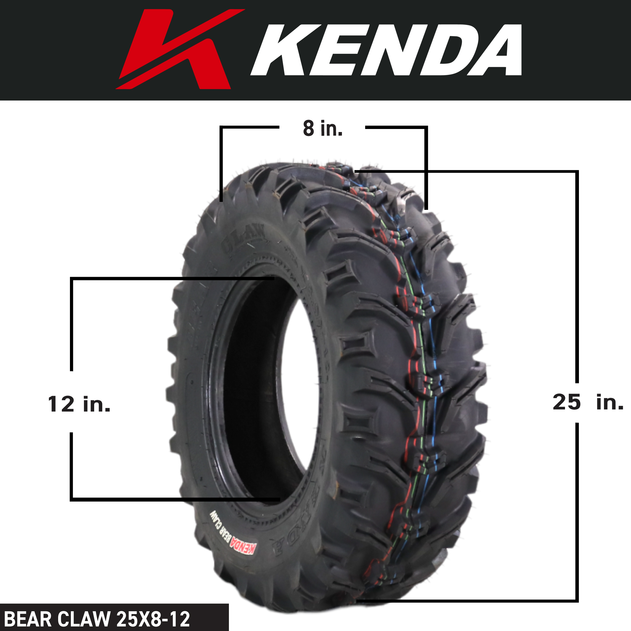 Kenda Bear Claw Front 25x8-12 & Rear 25x10-12 ATV, UTV or SXS