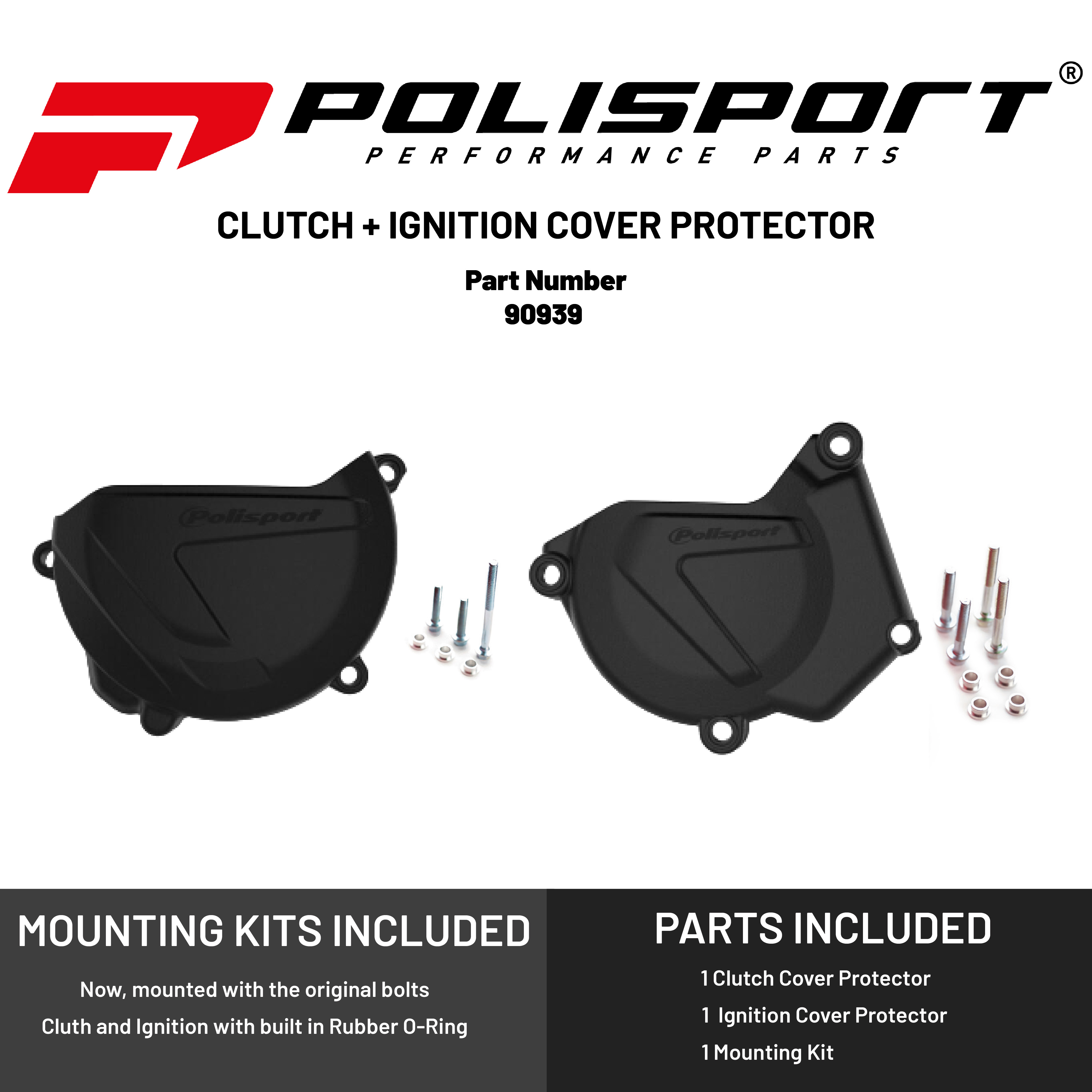 Polisport Clutch and Ignition Cover Protector Kit Black Yamaha YZ
