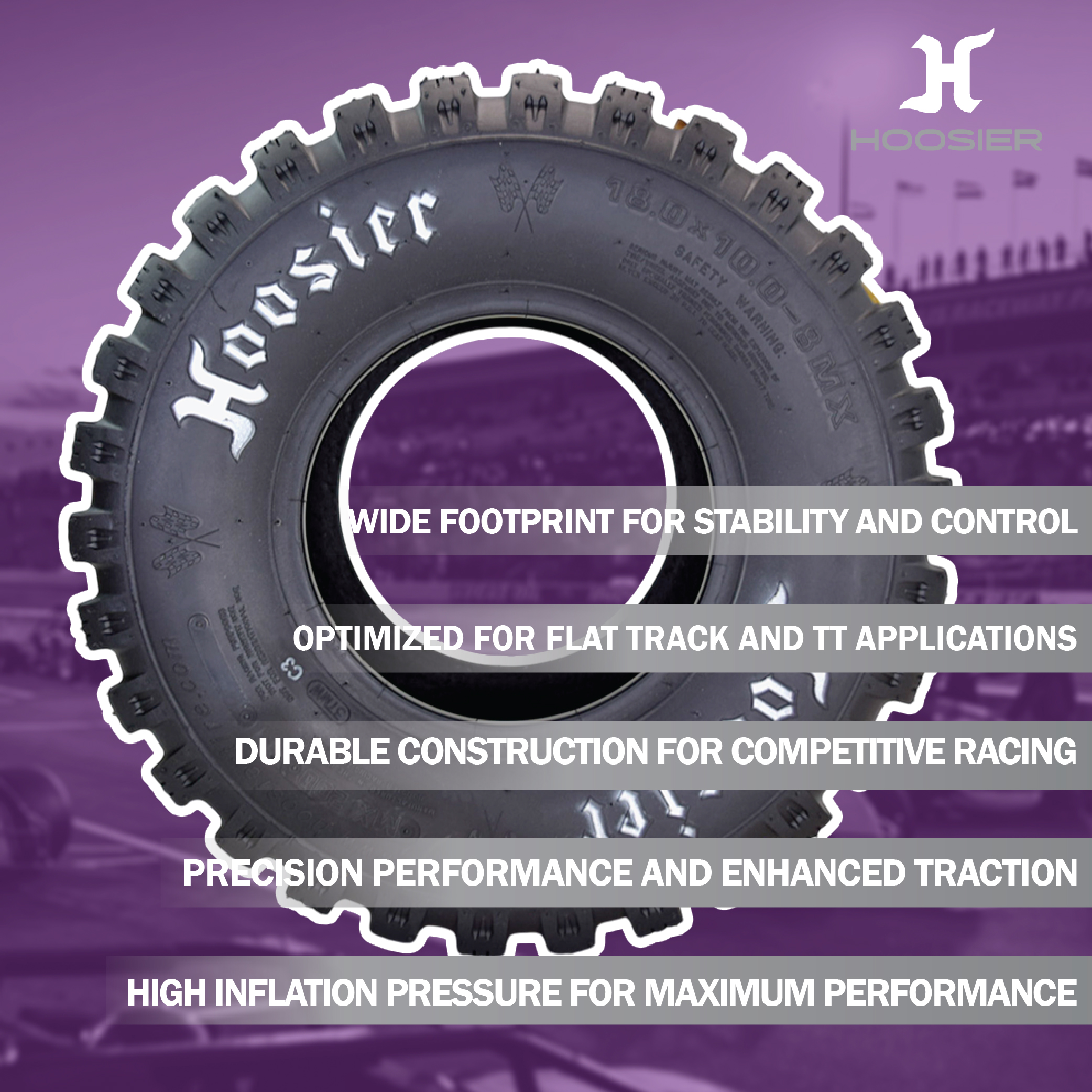Hoosier MX Rear Tires 18.0X10.0-8 16700MX200 - with Hoosier