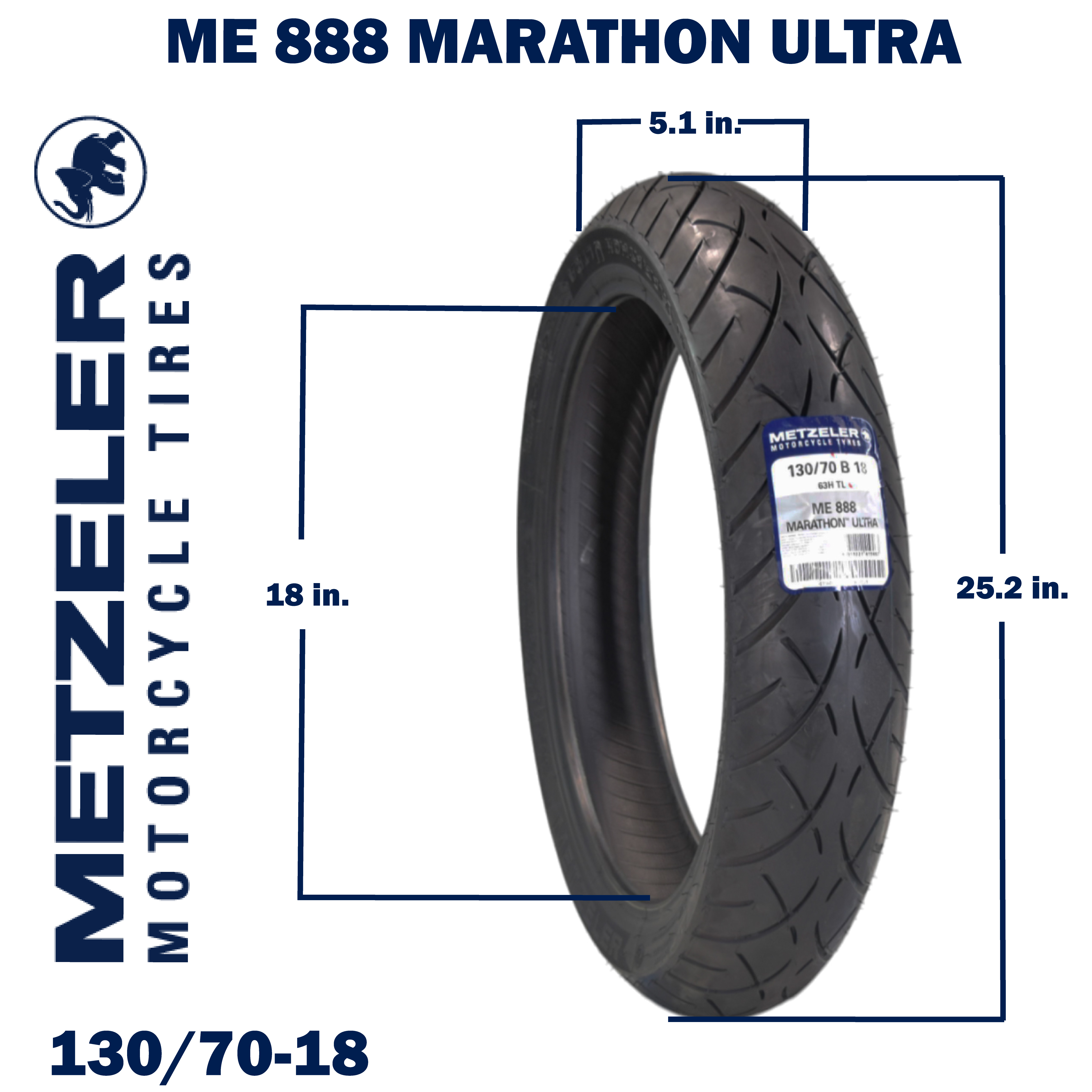 Metzeler ME 888 Marathon Ultra Front 130/70B18 63H Motorcycle Tire