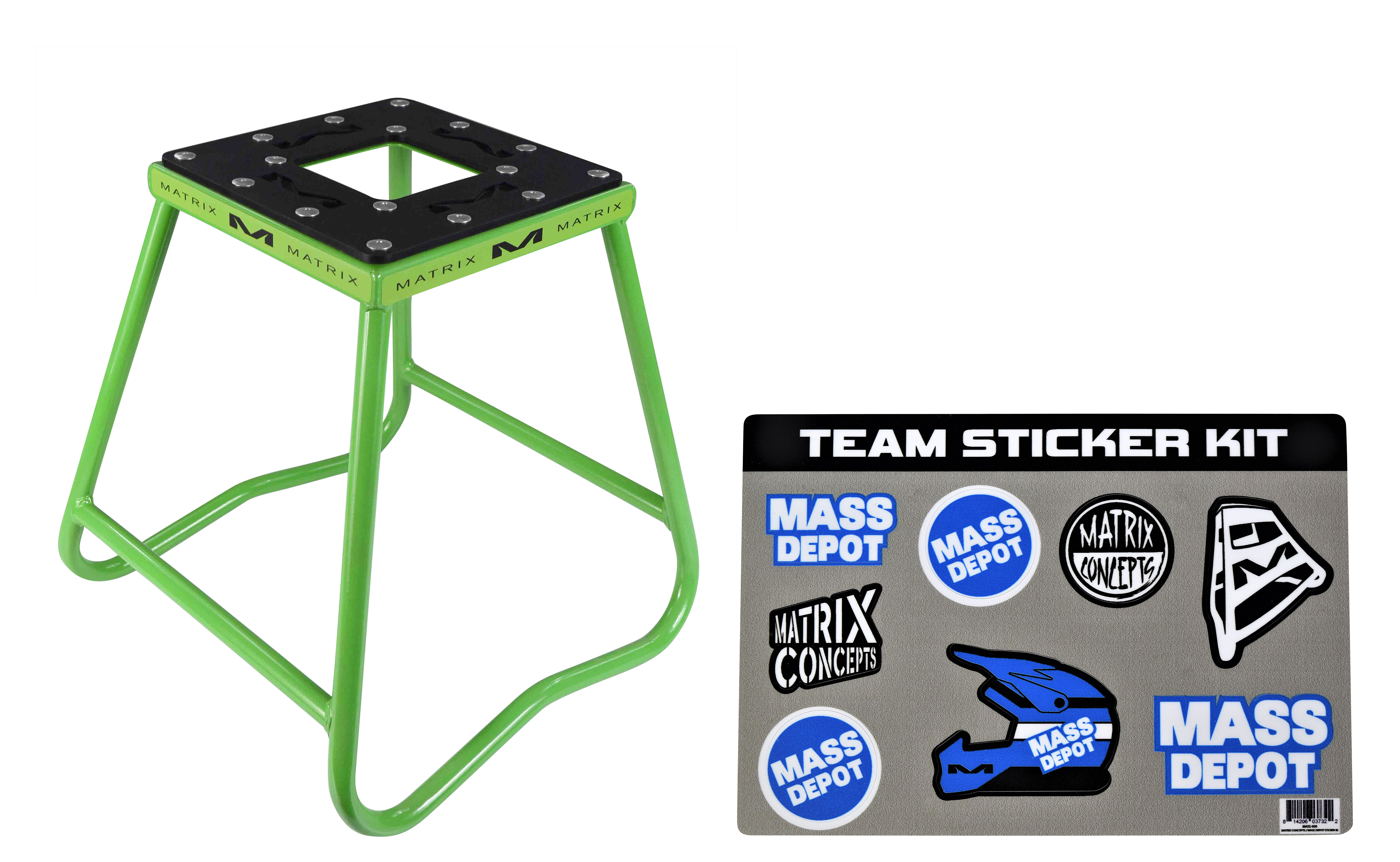 Soporte de acero Matrix Concepts C1 con diseño anti-roca para motos de tierra (verde) - Imagen 1 de 9
