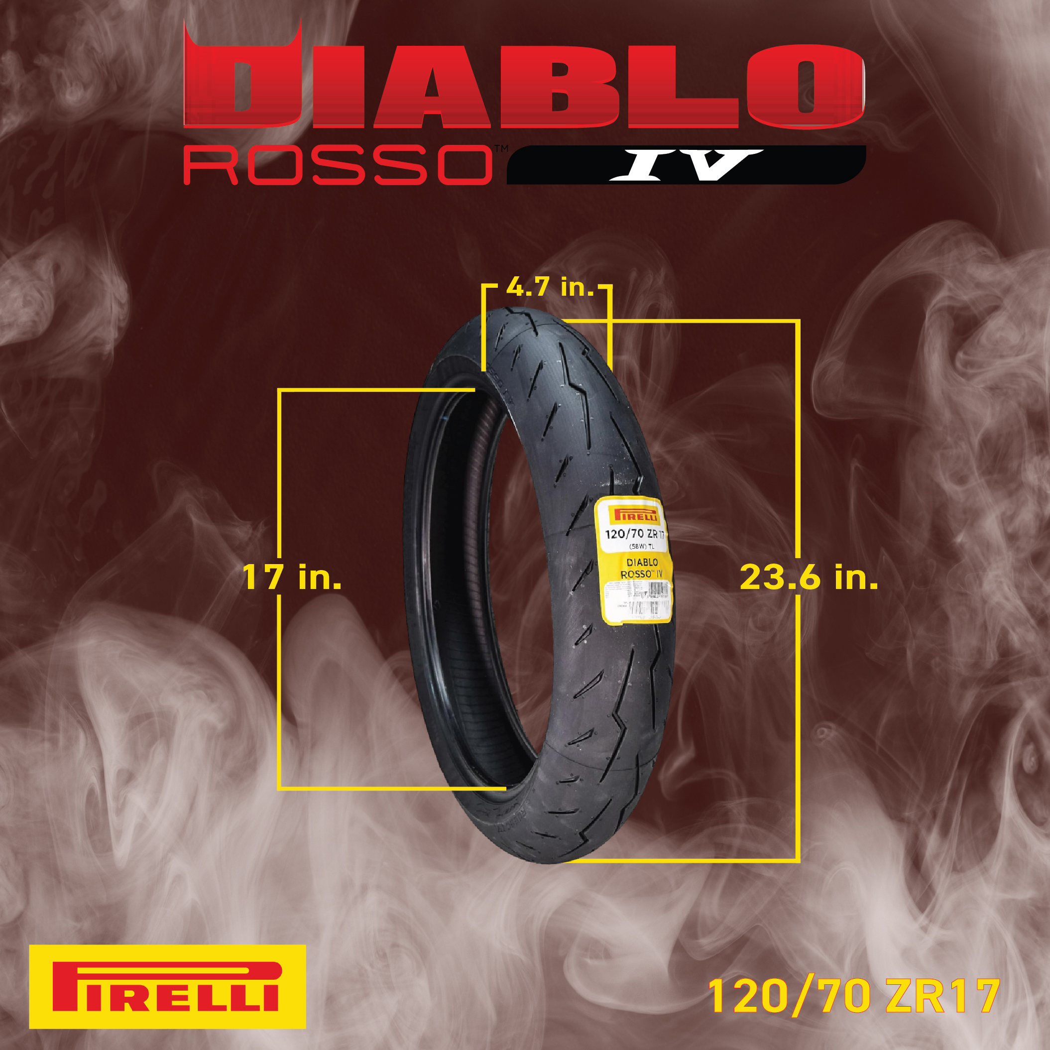Pirelli Diablo Rosso IV 120/70ZR17 Front & 200/55ZR17 Rear Tire