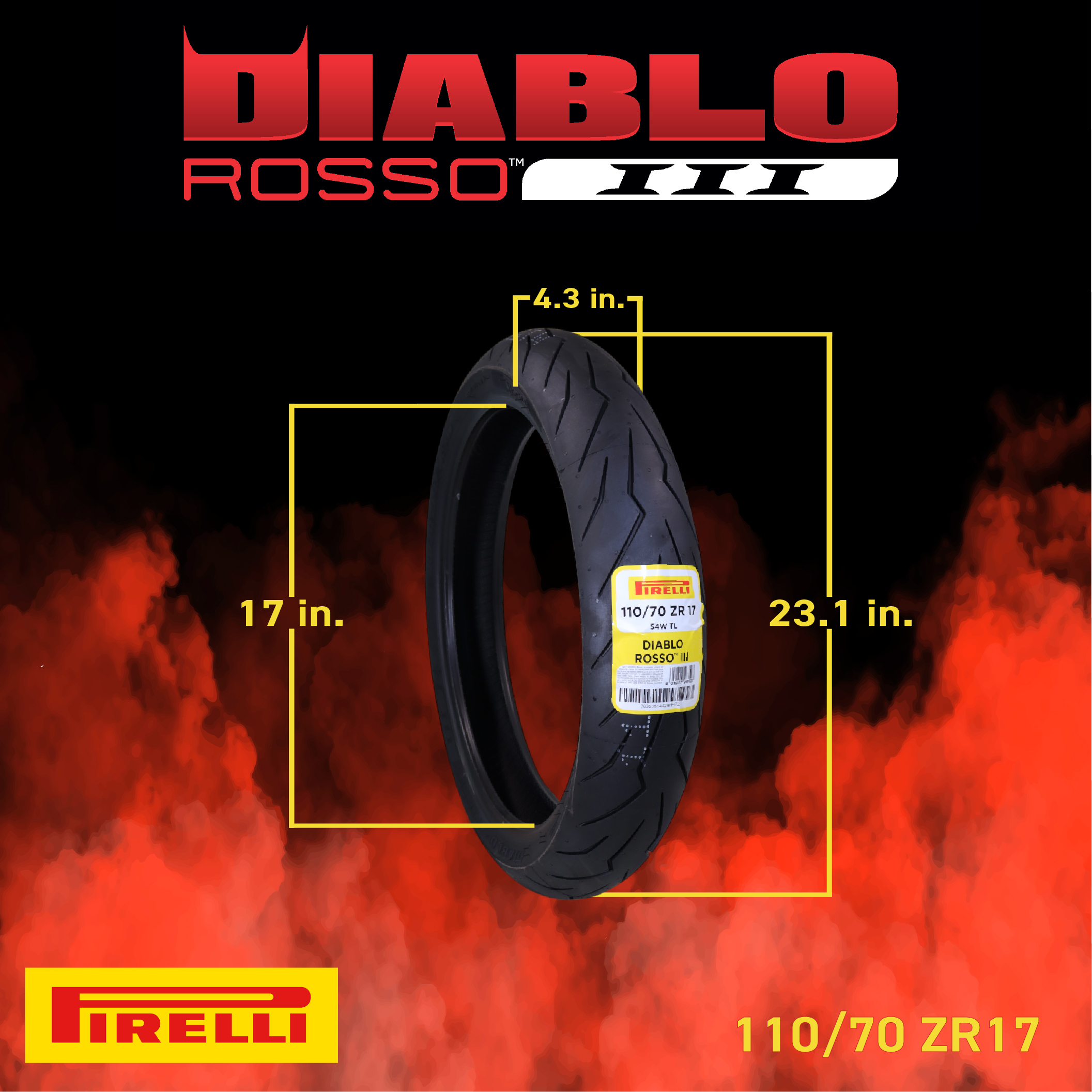 Pirelli Diablo Rosso III 3 110/70 ZR17 Front Motorcycle Tire | eBay