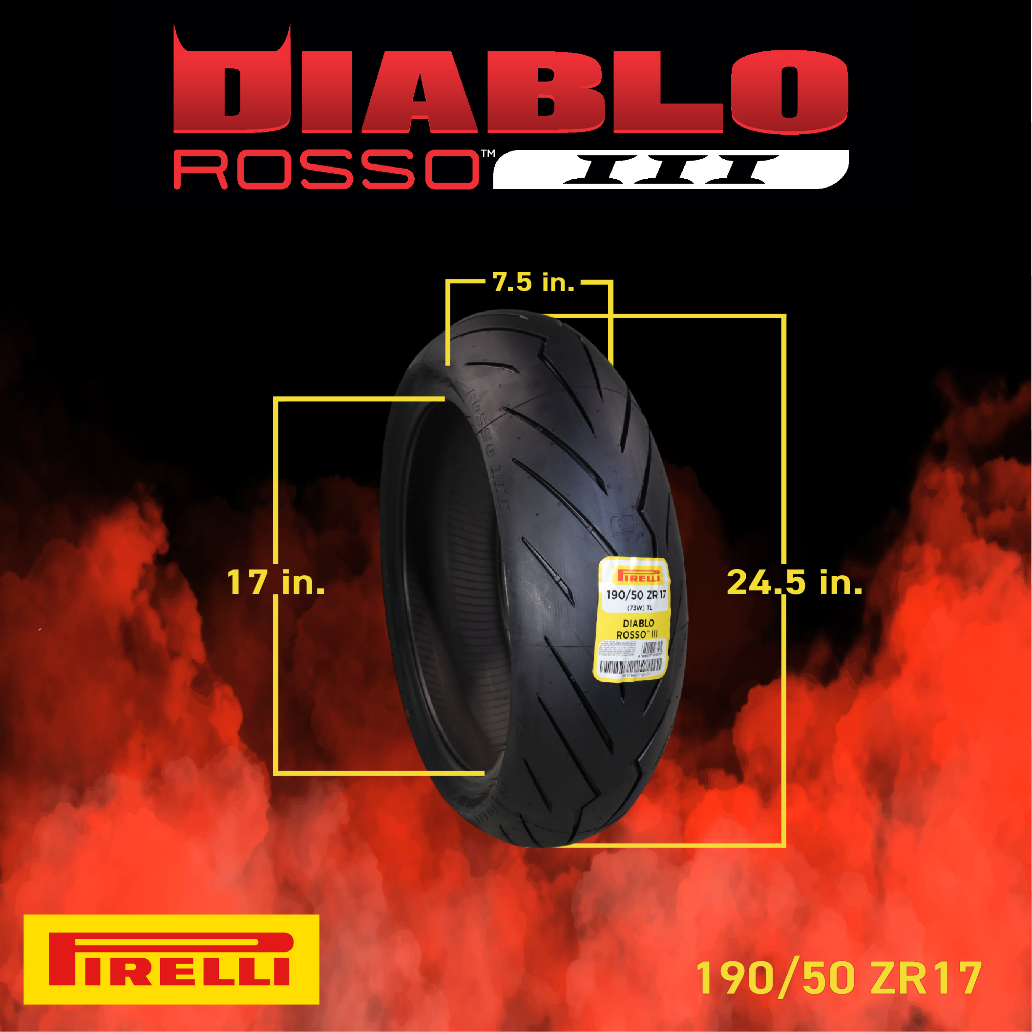 Pirelli Diablo Rosso III 120/60ZR17 Front & 190/50ZR17 Rear Tire