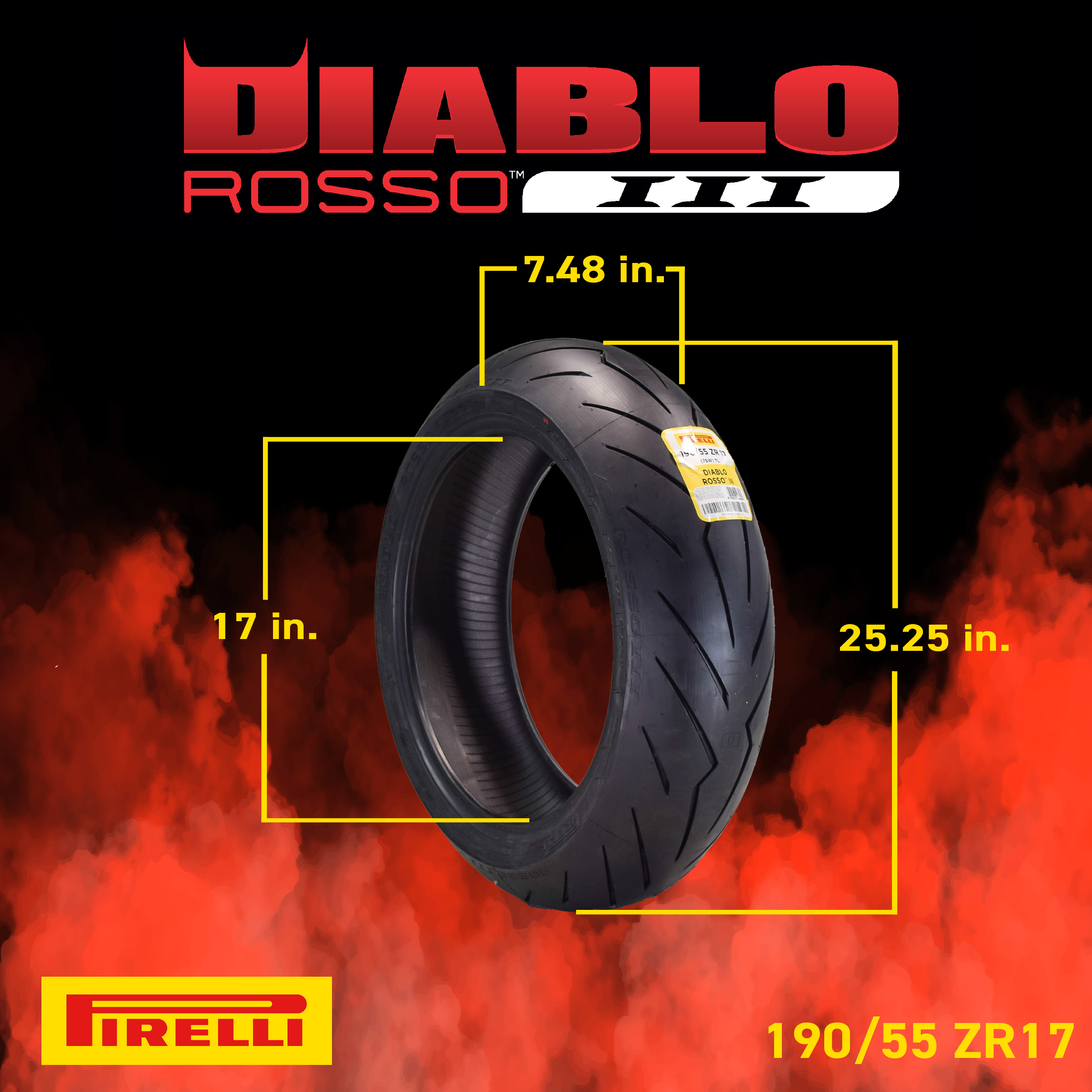 Pirelli Diablo Rosso III 190/55 ZR17 Rear Motorcycle Tire | eBay