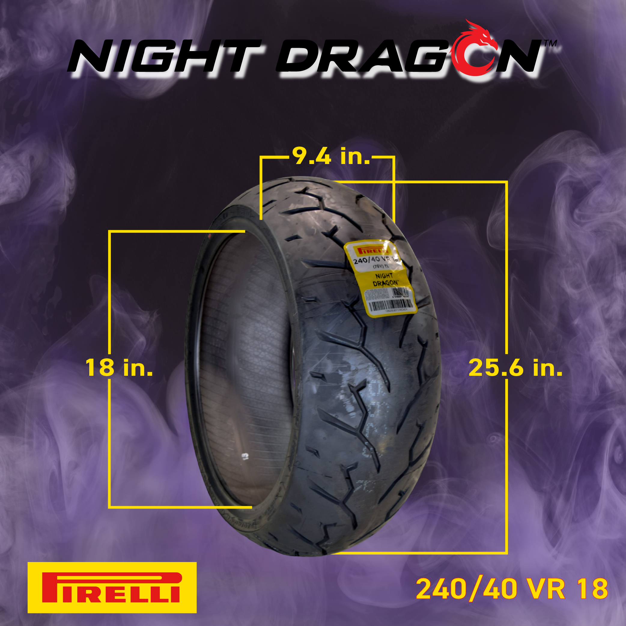 Pirelli Night Dragon 240/40VR18 M/C 79V Cruiser Motorcycle Rear