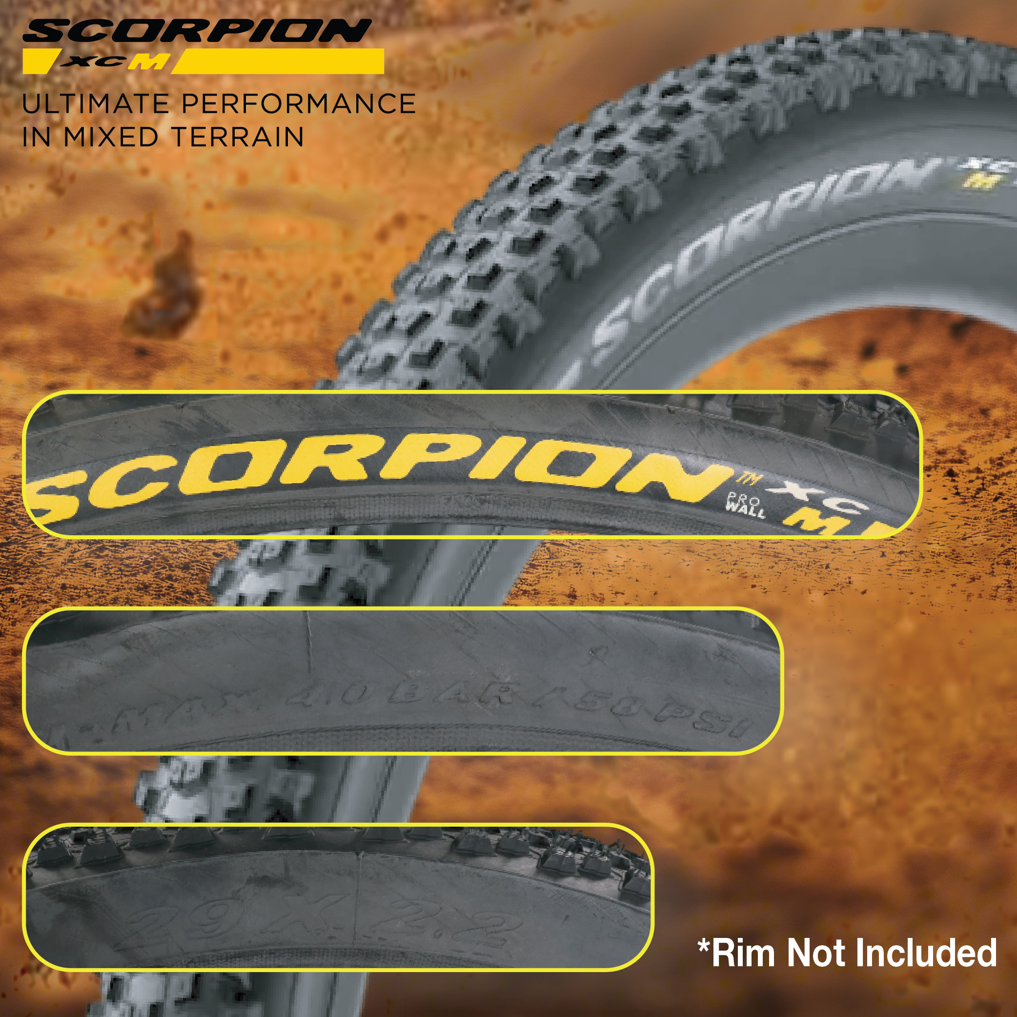 Pirelli Scorpion XC M YW 55-622(29x 2.2) MTB Bicycle Tire w