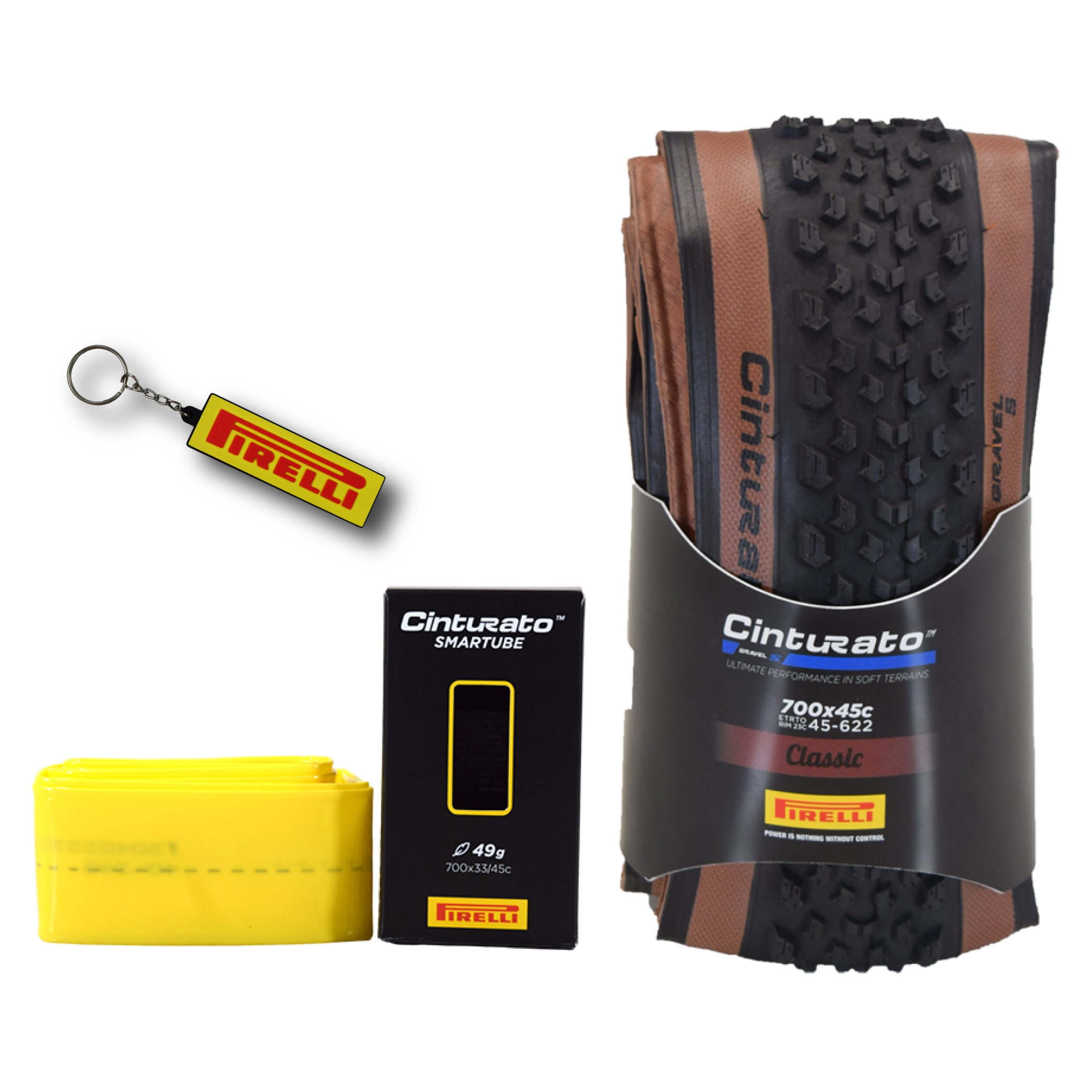 Pirelli Cinturato Gravel S Classic 40-622 Reifen & 45-622 Schlauch mit Schlüsselanhänger - Bild 1 von 9