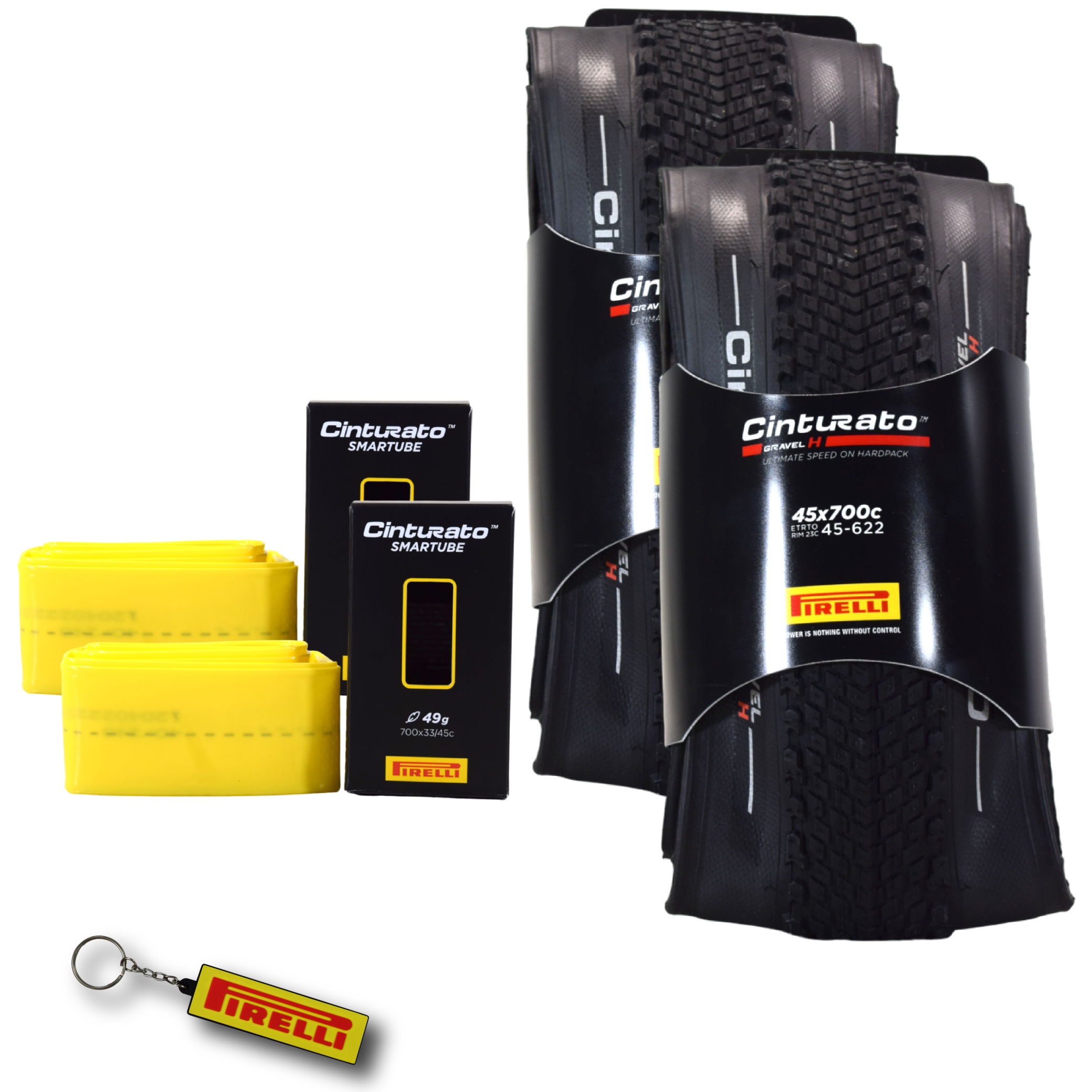 Pirelli Cinturato Gravel H 45-622 Tire & 45-622 Tube w/Keychain(2 