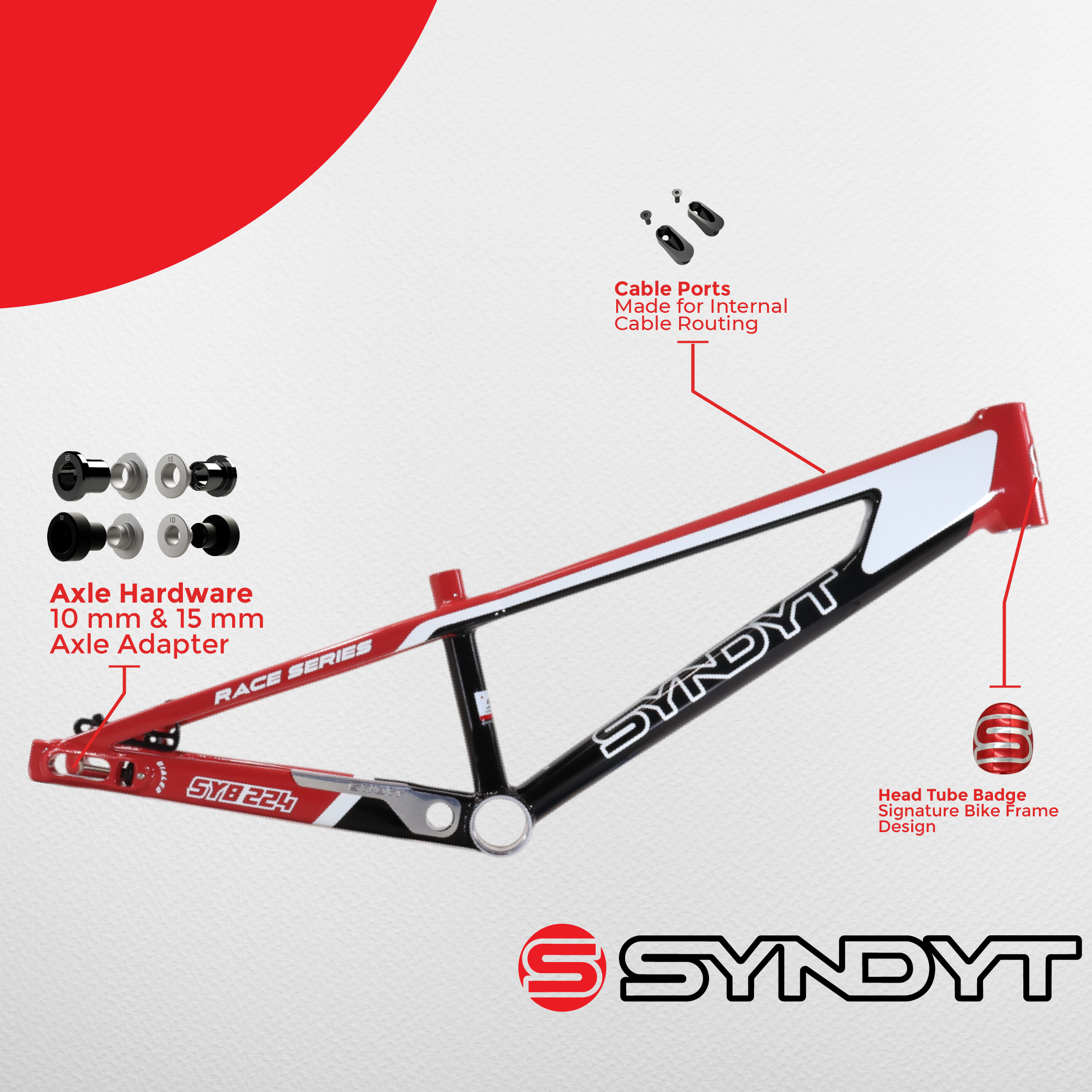SYNDYT 22” TT Pro BMX Cruiser Bike Frame Aluminum 4 lb Red