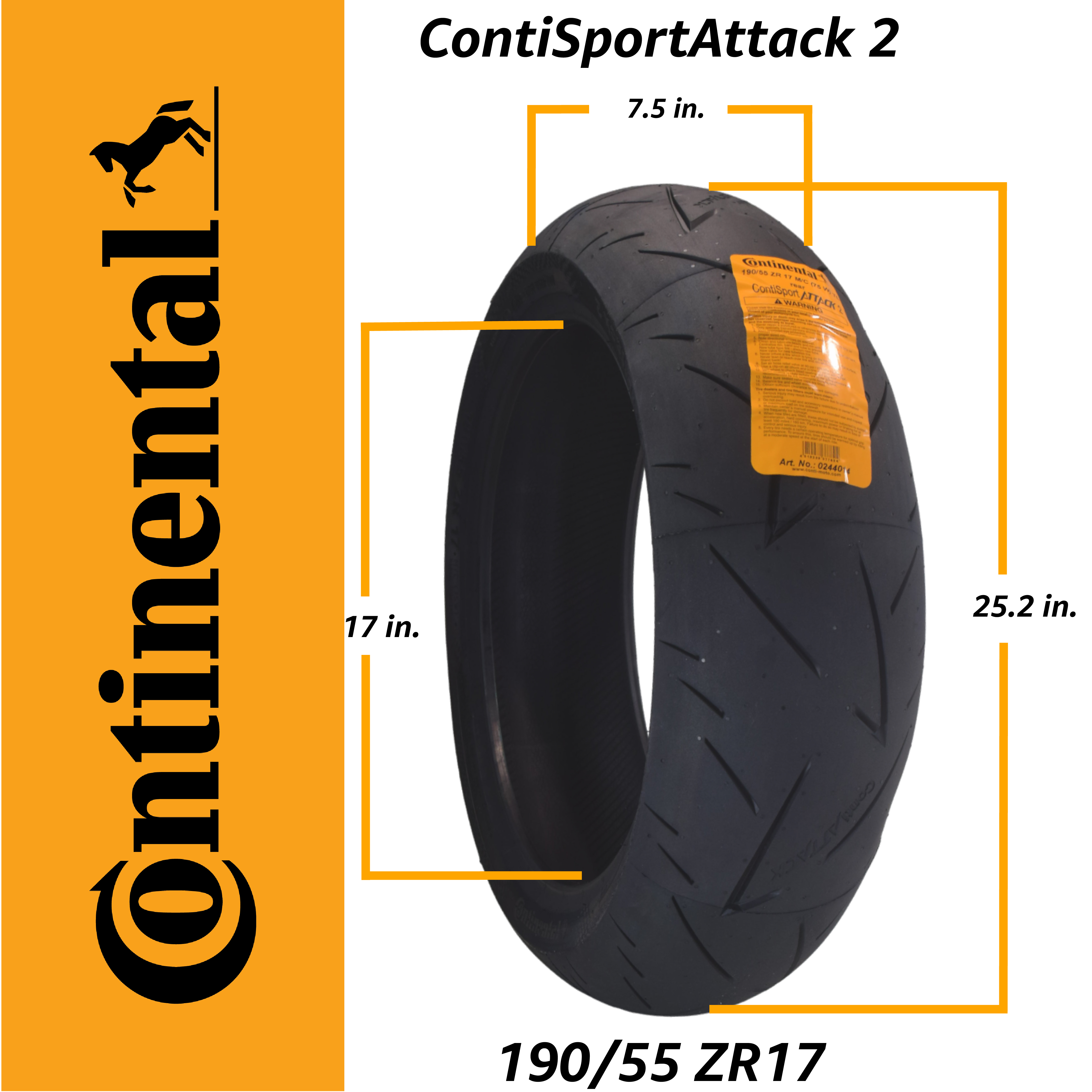 Continental Sport Attack 2 190/55ZR17 Rear Motorcycle Tire with