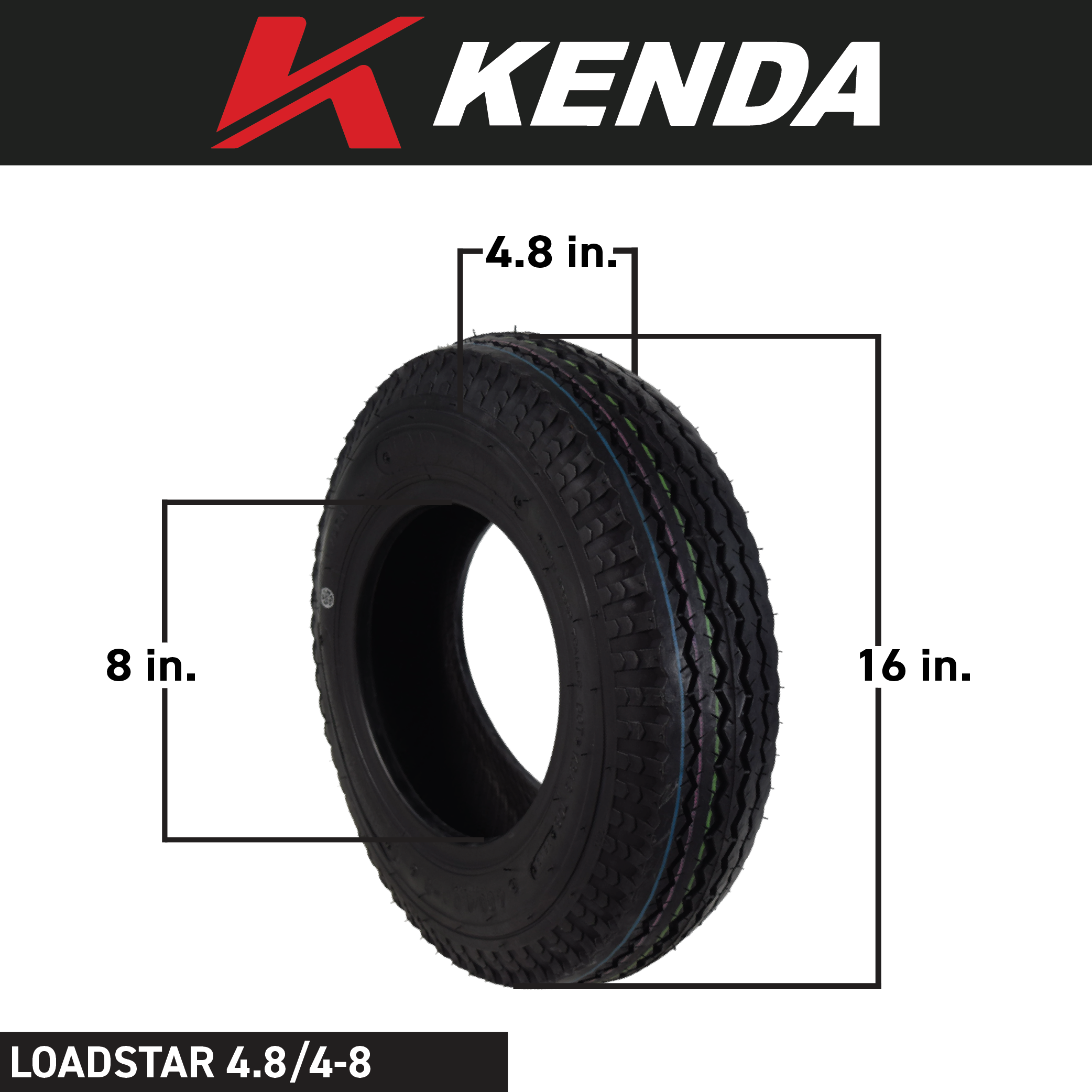 Kenda K371 4.80/4.00-8 Loadstar Tires for Utility, Cargo, & Boat