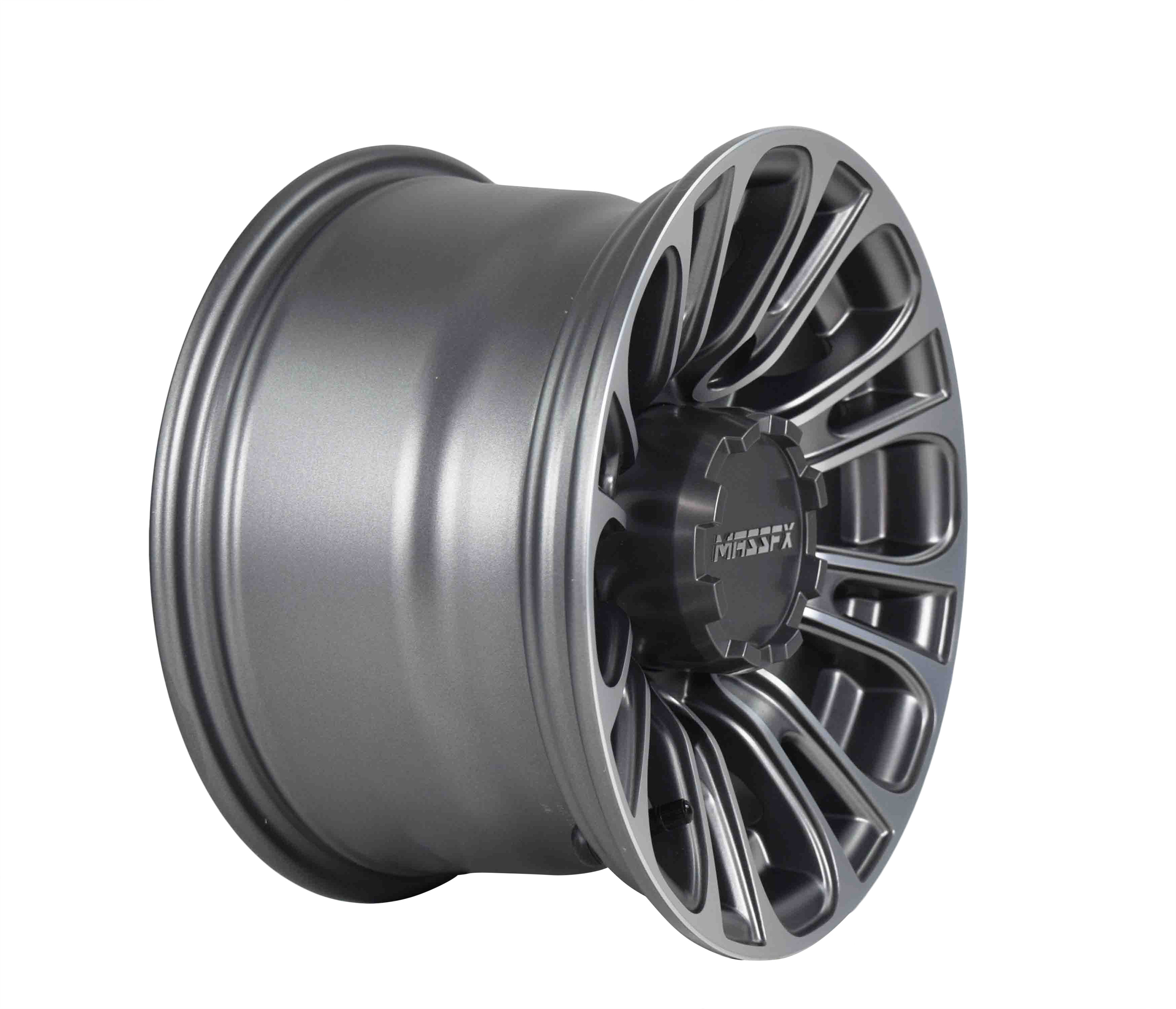 MASSFX Gunmetal 12x7 4/156 QUAKE RZR Wheel Gun Metal Grey