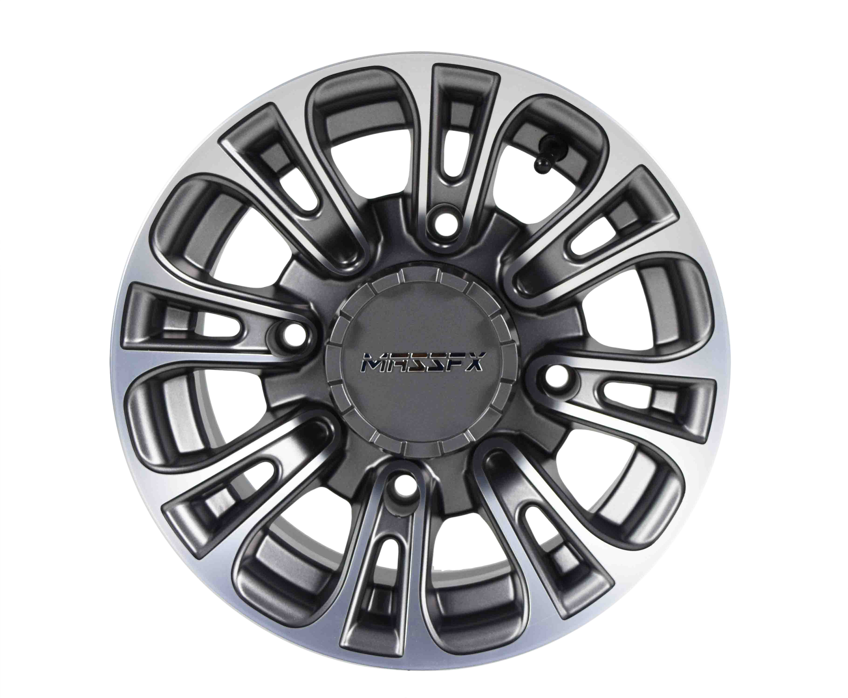 MASSFX Gunmetal 12x7 4/156 QUAKE RZR Wheel Gun Metal Grey Single