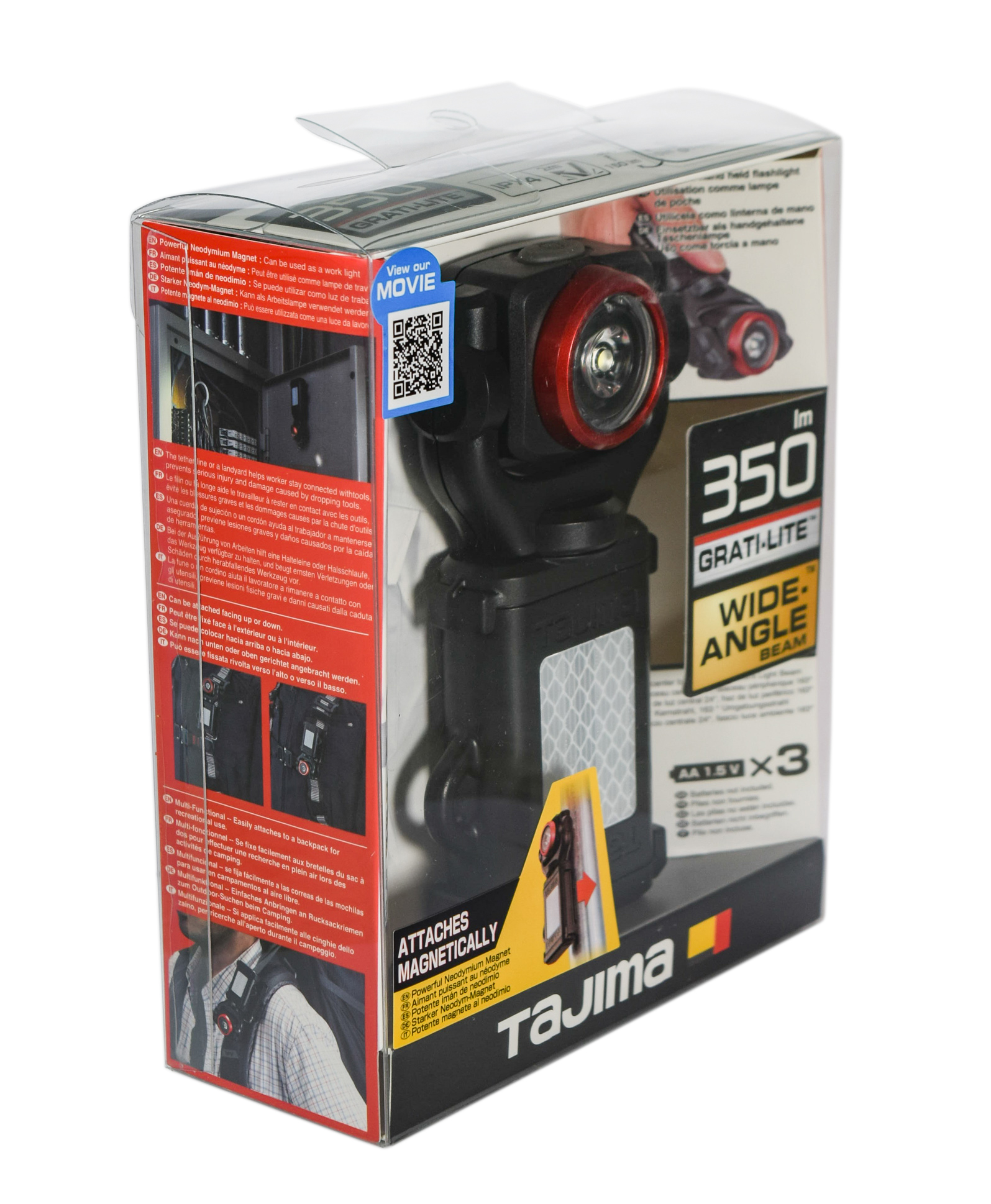 Tajima Grati-Lite Work Light - 350 Lumen Flashlight, Magnetic Base, 3 Brightness Modes, Belt Mount Included - View #2
